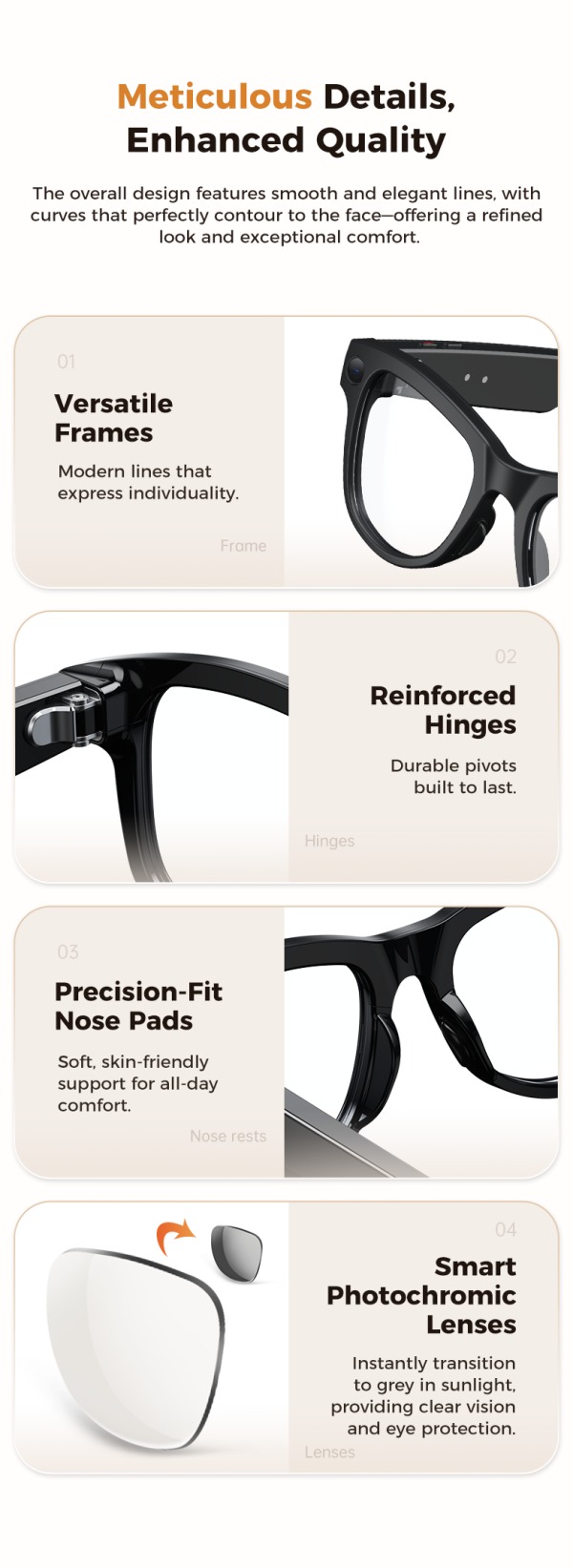 M02 800W Pixel Black Technology Smart Glasses Sunglasses 800w HD Camera Wifi Transmission Image Recognition Ai Translation M02