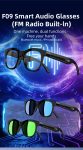 F09 NEW AI Translate Wireless Call FM Smart Glasses Men Women Music Player TWS Eyeglasses UV Protection Sunglasses Waterproof