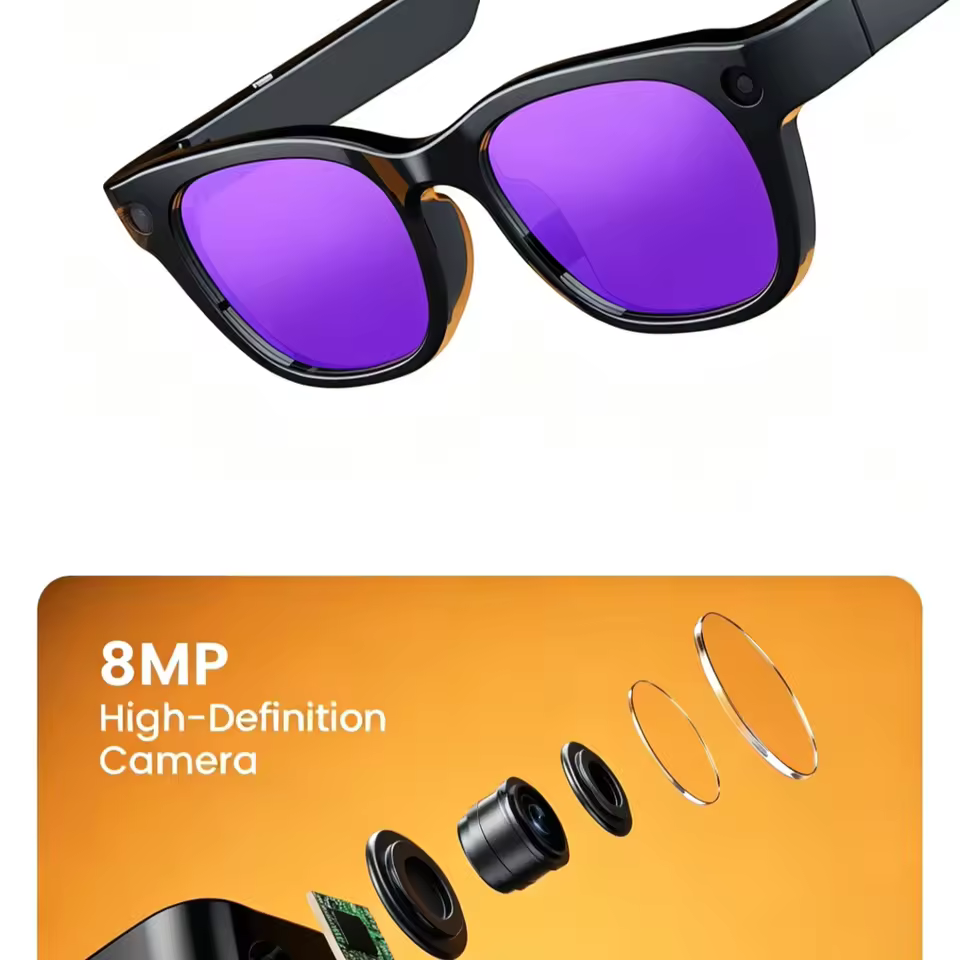 E06c Smart Glasses with 800W HD Camera AI Translation ENC Noise Reduction Chatgpt Sports Smart Wearable Sunglasses Men Women