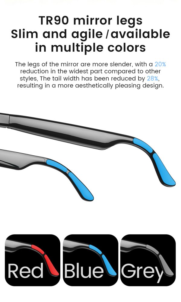 New Fashion Electronic Smart Touch Sensitive Controlled Dimming Color Changing Glasses for Music Calls Wireless Audio Headphones