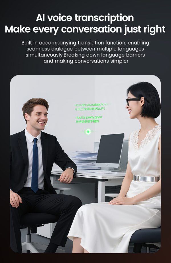 Top Quality Smart Glasses Electrochromic Lens 1080p HD Shooting AI Assistant Real-time Translation Wearable Smart Sunglasses