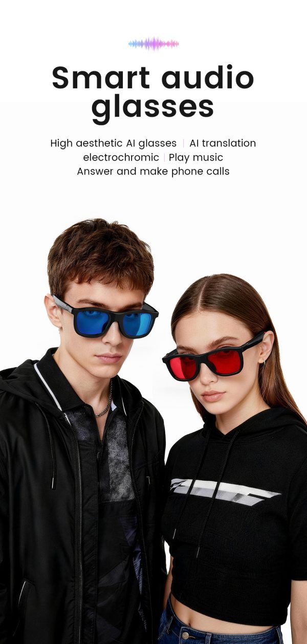 New Fashion Electronic Smart Touch Sensitive Controlled Dimming Color Changing Glasses for Music Calls Wireless Audio Headphones