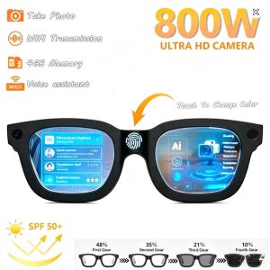 E02C E03C E09C Smart Glasses HD Photo Video Record Open AI Real-time Translation Touch Photochromic Lenses Call Music Glasses