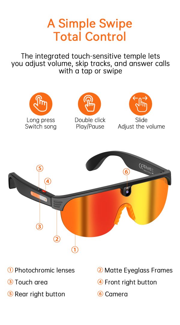 Factory Oem Price AIMB G5 Smart Glasses for Men 2 in 1 Magnetic Lens Travel Sunglasses BT Call Voice Assistant UV Outdoor G5