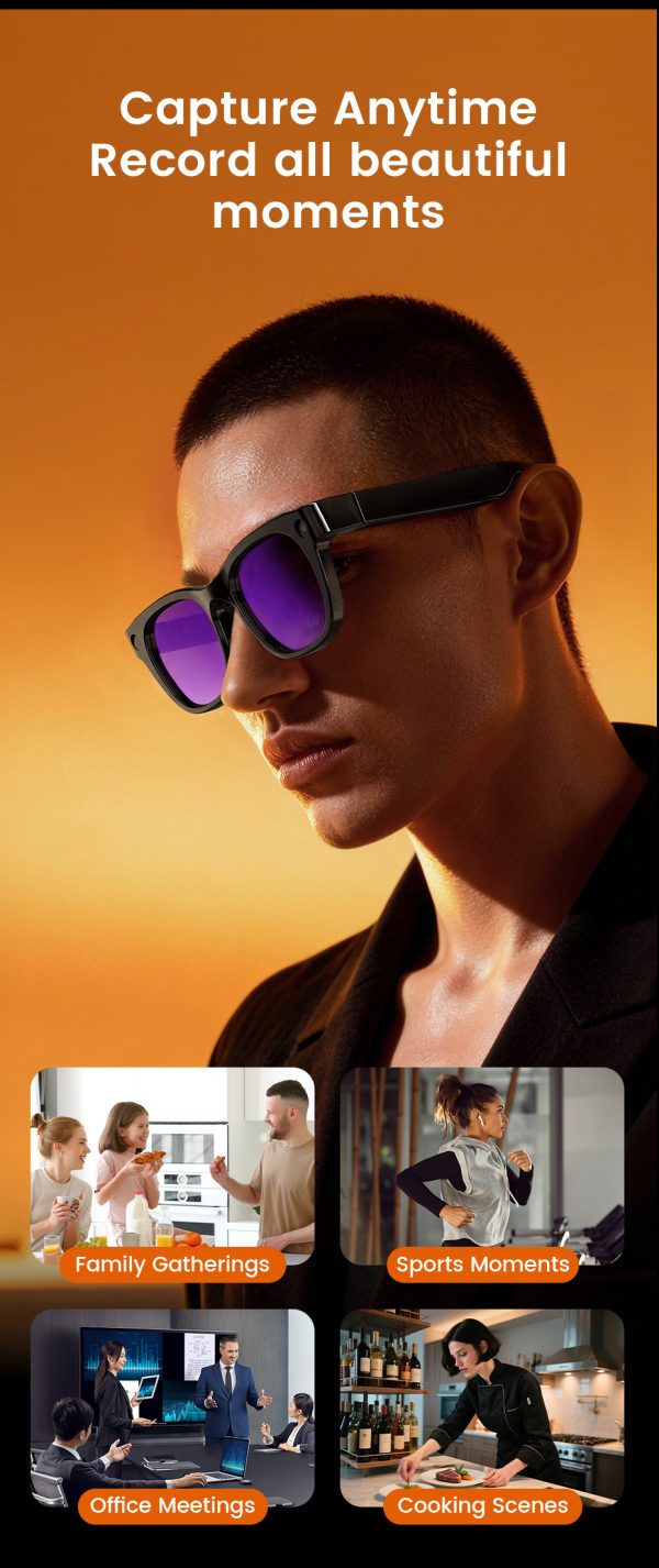 Hight Quality Oem  Smart AI Glasses with 8MP HD Camera Video Recording WIFI Transmission Real-time Translation Smart Wearable