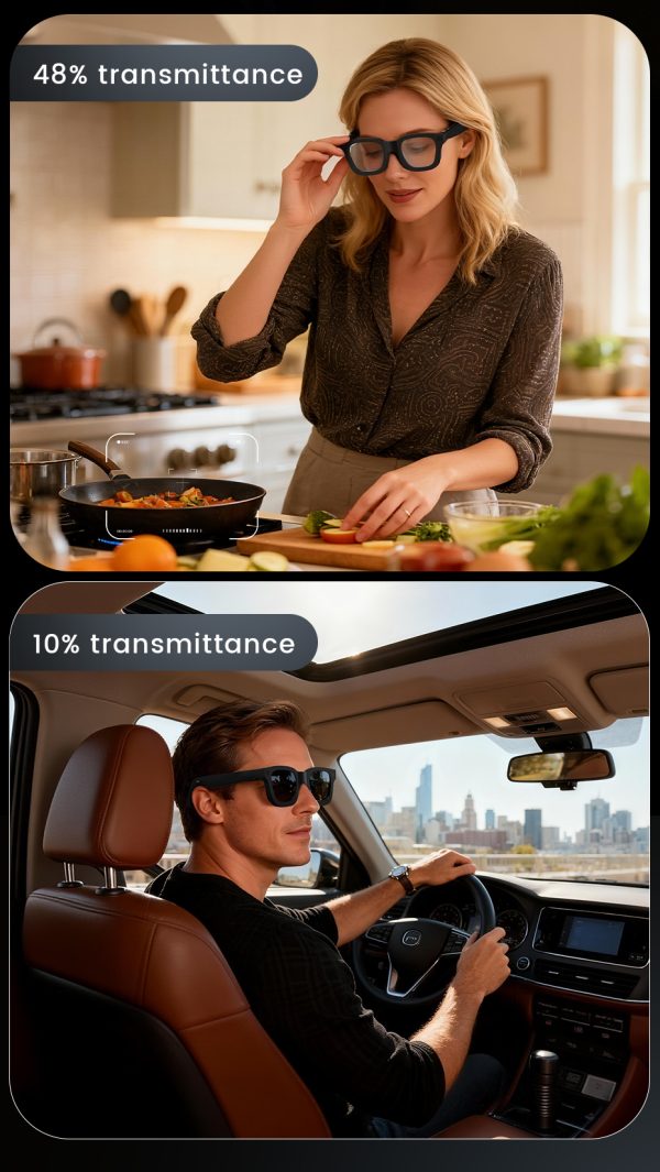 E02C E03C E09C Smart Glasses HD Photo Video Record Open AI Real-time Translation Touch Photochromic Lenses  Call Music Glasses