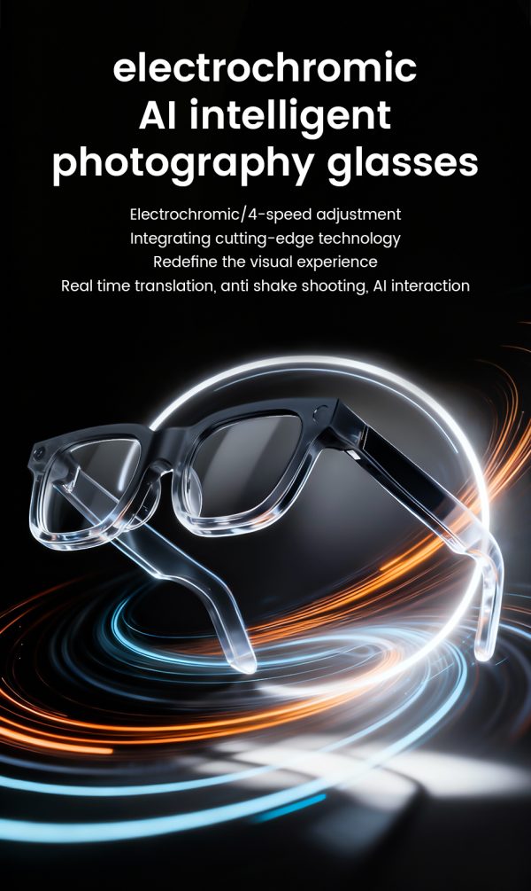 Top Quality Smart Glasses Electrochromic Lens 1080p HD Shooting AI Assistant Real-time Translation Wearable Smart Sunglasses