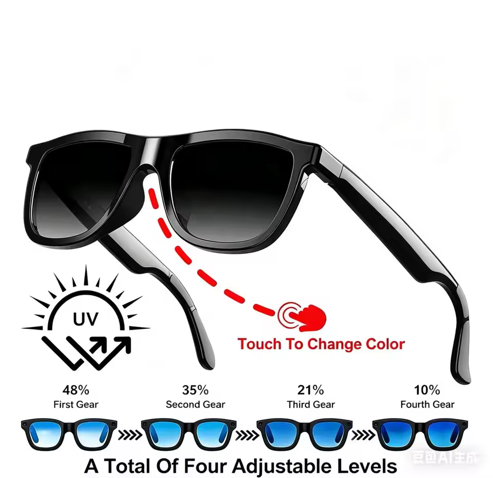 2026 Factory Newest Hight Quality UV protection Smart Glasses Touch Changing Colors Smart Wearable Music BT Calls Outdoor/indoor