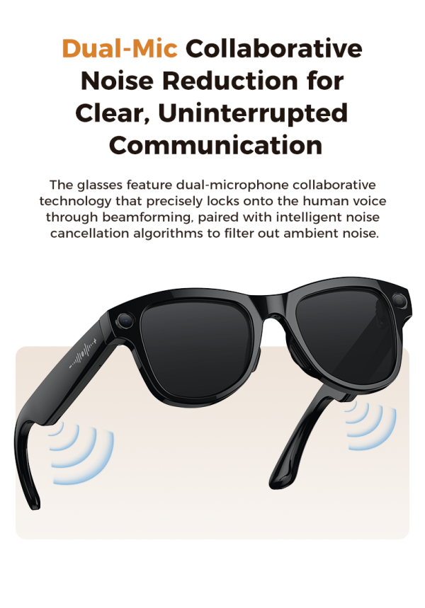 M02 800W Pixel Black Technology Smart Glasses Sunglasses 800w HD Camera Wifi Transmission Image Recognition Ai Translation M02